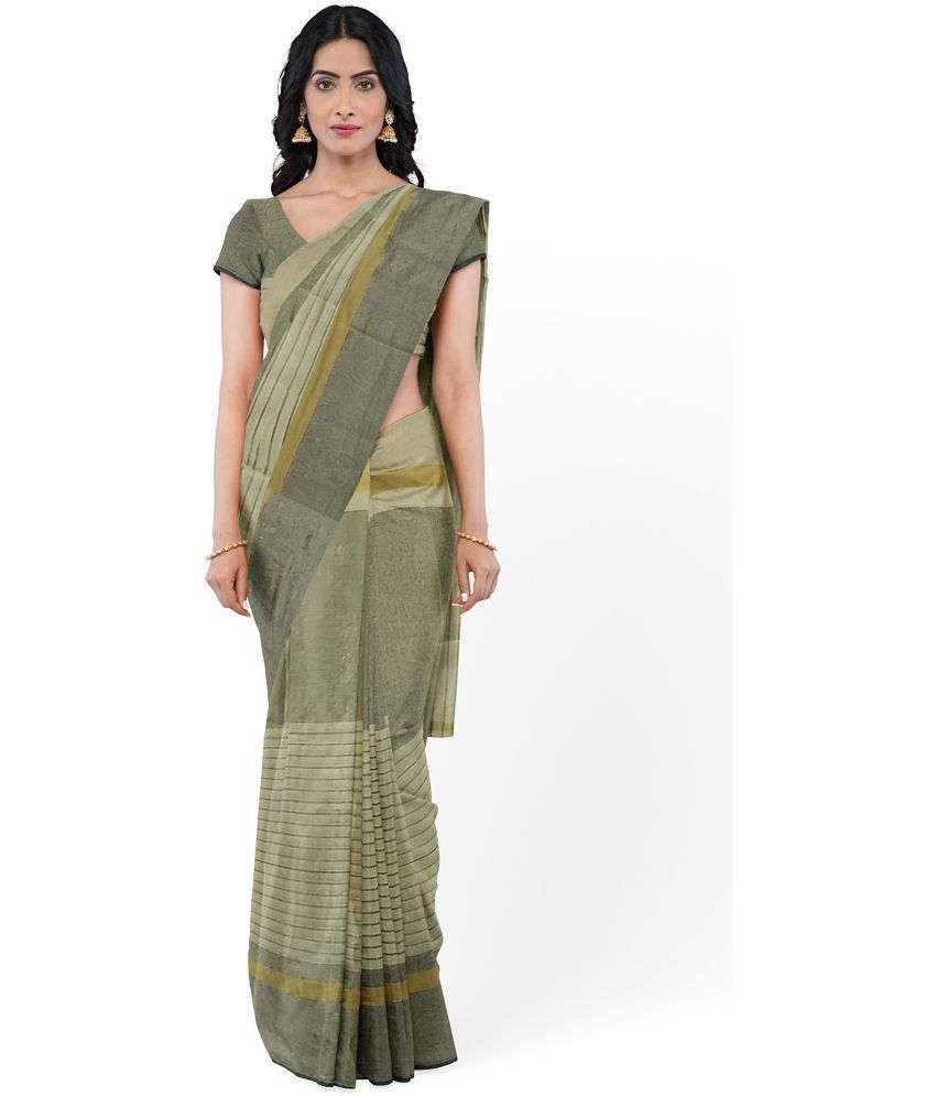     			Vkaran Net Cut Outs Saree With Blouse Piece - Brown ( Pack of 1 )