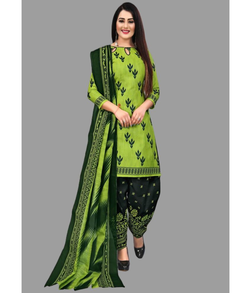     			WOW ETHNIC Unstitched Cotton Blend Printed Dress Material - Green ( Pack of 1 )