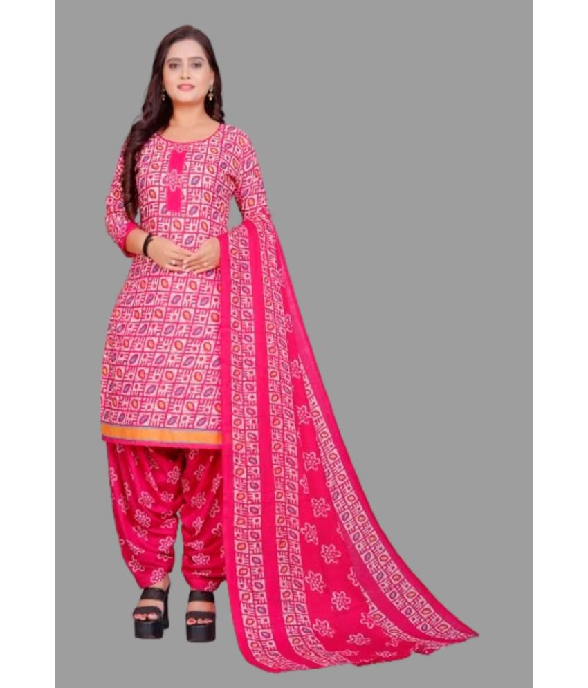     			WOW ETHNIC Unstitched Cotton Blend Printed Dress Material - Pink ( Pack of 1 )