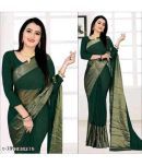 Vkaran Net Cut Outs Saree With Blouse Piece - Green ( Pack of 1 )