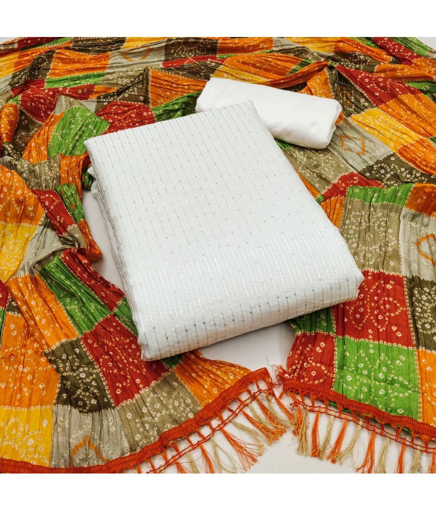     			ALSHOP Unstitched Chanderi Embroidered Dress Material - Orange ( Pack of 1 )