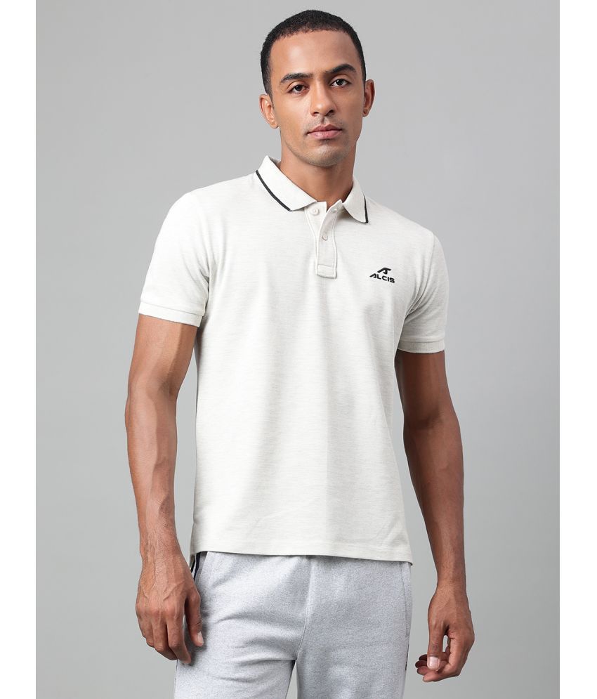     			Alcis White Cotton Regular Fit Men's Sports Polo T-Shirt ( Pack of 1 )