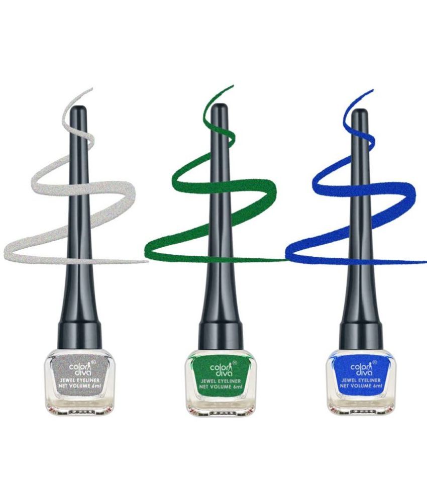     			COLOR DIVA Sparkling Color Eyeliner Blue, Green, Silver, 5.5ml Pack Of 3