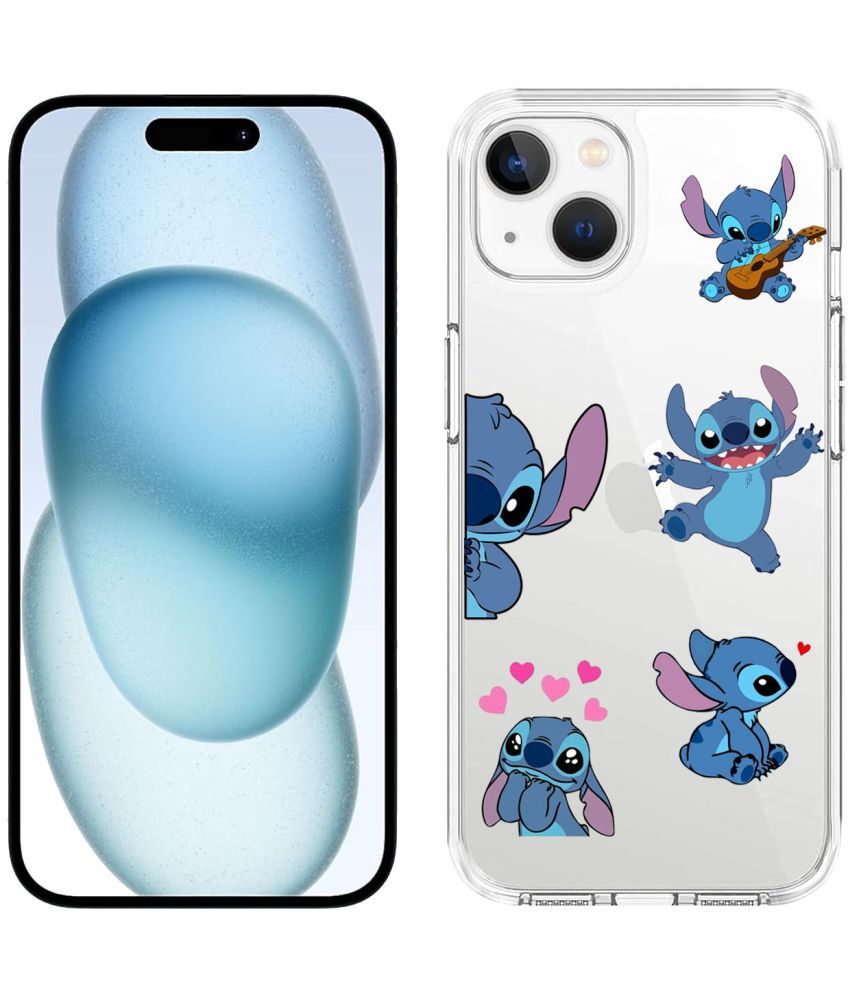     			Dimalo Blue Printed Back Cover Silicon Compatible For iPhone 15 ( Pack of 1 )