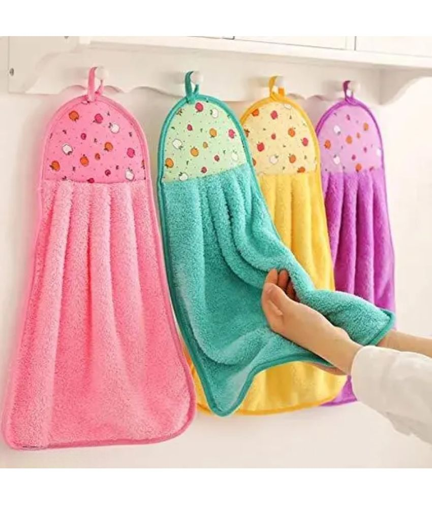     			ENTICE Microfibre Solid Hand Towel 351-400 ( Pack of 4 ) - Multicolor