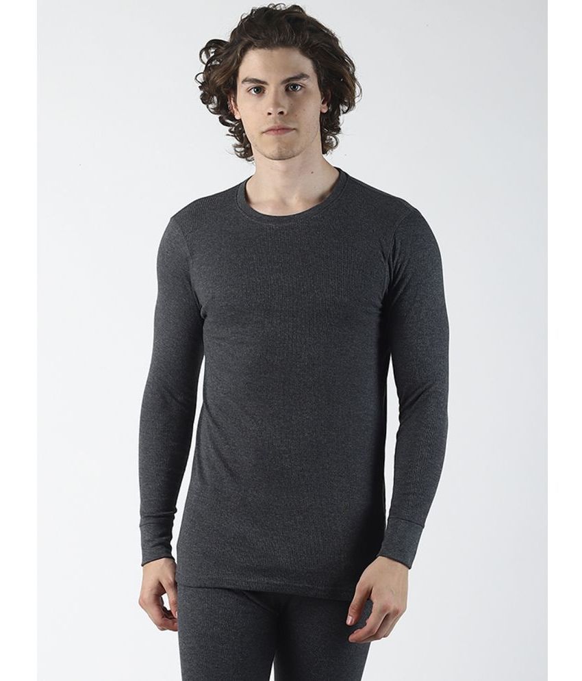     			Force NXT Grey Thermal Cotton Blend Men's Thermal Tops ( Pack of 2 )