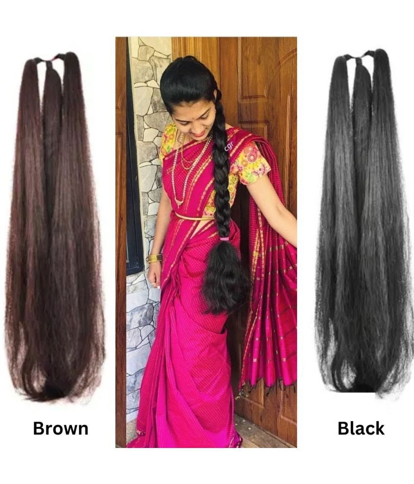     			GIRISA Black,Brown Women's Hair Extension ( Pack of 2 )