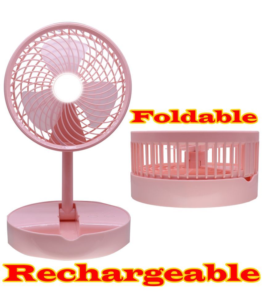     			JMALL with Light Mini Table Rechargeable Fan