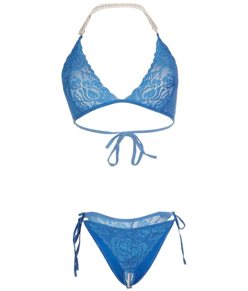     			Purble Blue Lace Women's Bra & Panty Set ( Pack of 1 )