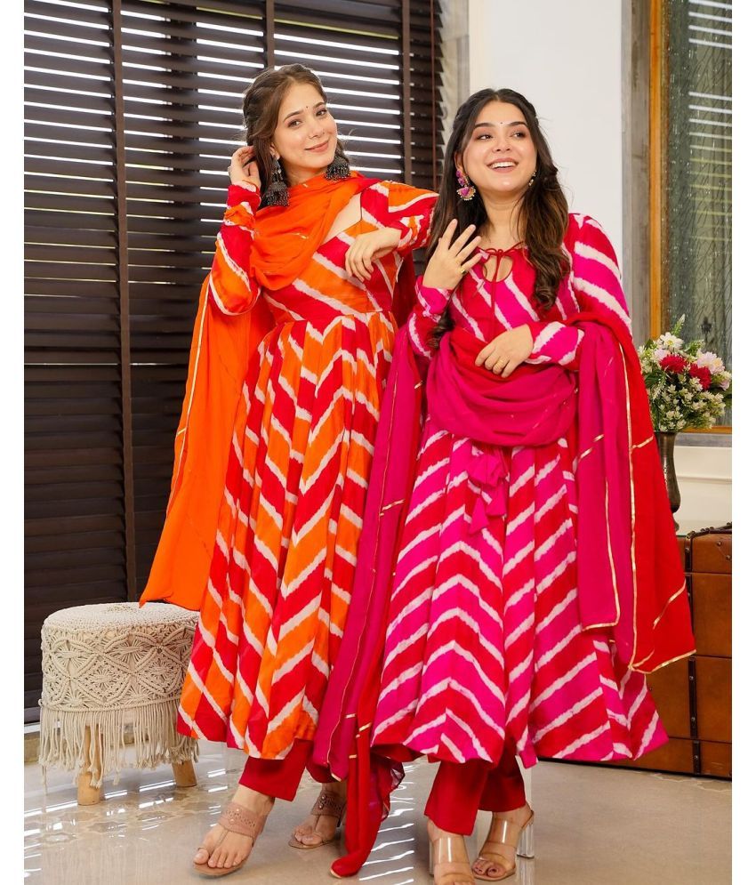     			RAMA GOD FAB Cotton Printed Anarkali Women's Kurti - Multicolor ( Pack of 2 )