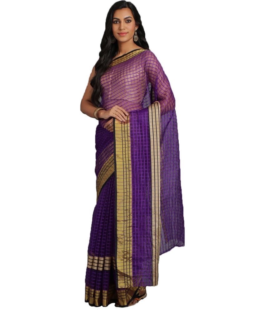     			Saadhvi Cotton Silk Applique Saree Without Blouse Piece - Purple ( Pack of 3 )