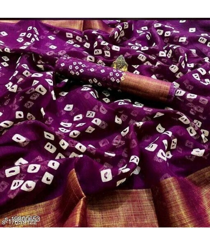     			Saadhvi Cotton Silk Applique Saree Without Blouse Piece - Purple ( Pack of 1 )