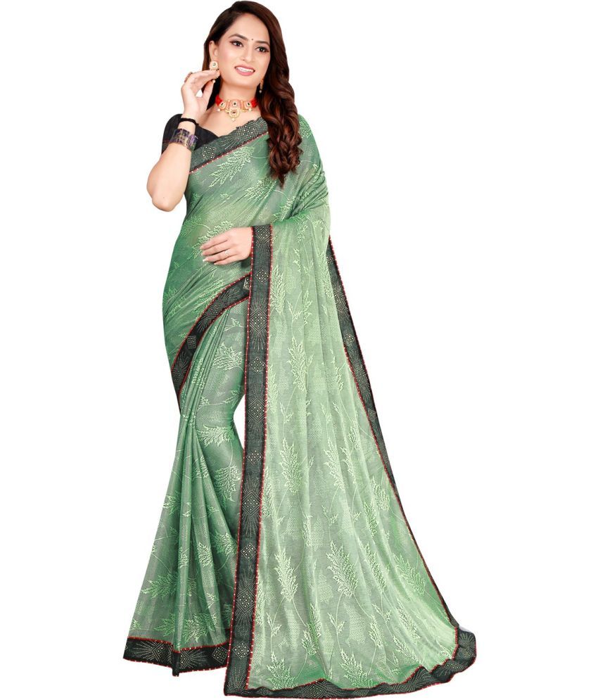     			Saadhvi Cotton Silk Applique Saree Without Blouse Piece - Green ( Pack of 2 )