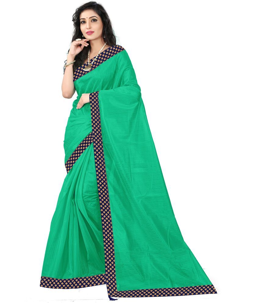     			Saadhvi Cotton Silk Applique Saree Without Blouse Piece - Green ( Pack of 1 )