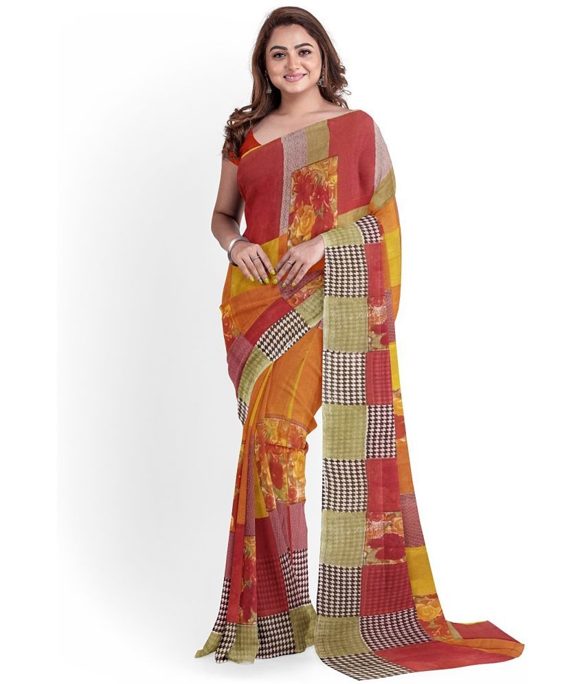     			Saadhvi Cotton Silk Applique Saree Without Blouse Piece - Beige ( Pack of 1 )