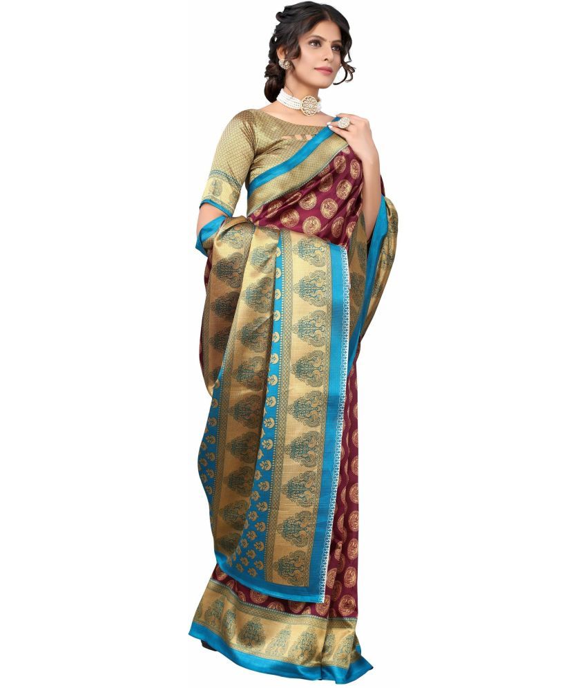     			Saadhvi Cotton Silk Applique Saree Without Blouse Piece - Silver ( Pack of 1 )