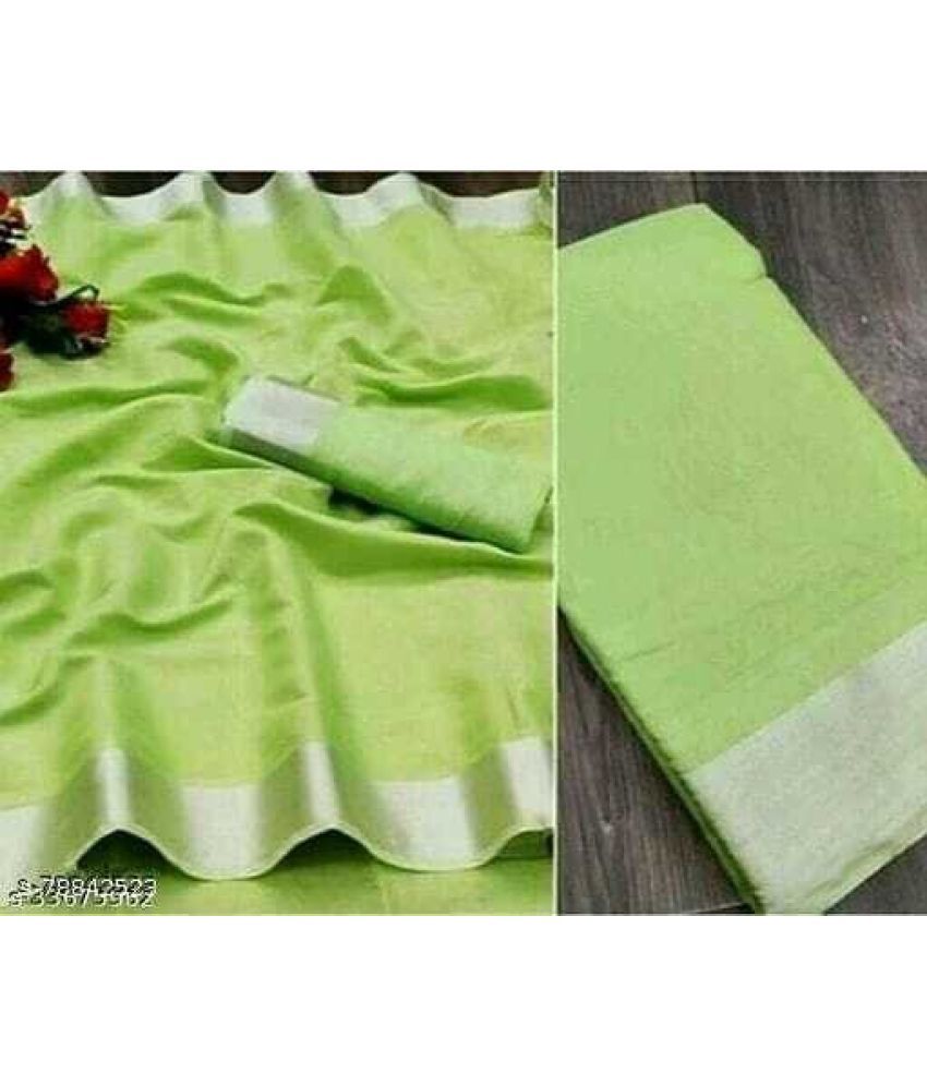     			Saadhvi Cotton Silk Applique Saree Without Blouse Piece - Green ( Pack of 1 )