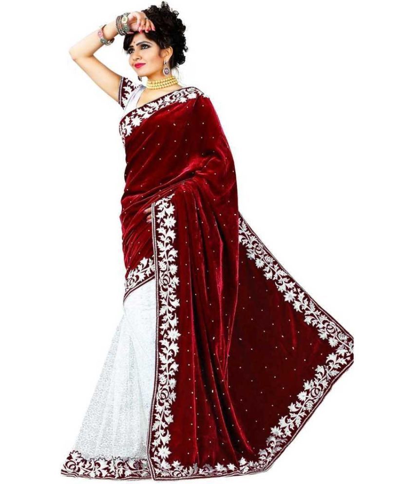     			Saadhvi Cotton Silk Applique Saree Without Blouse Piece - Maroon ( Pack of 2 )