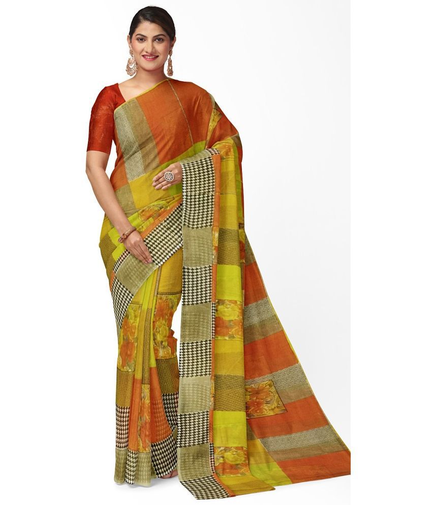     			Saadhvi Cotton Silk Solid Saree Without Blouse Piece - Gold ( Pack of 1 )