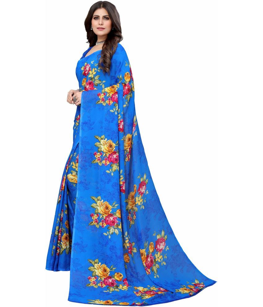     			Saadhvi Cotton Silk Solid Saree With Blouse Piece - BLue ( Pack of 1 )