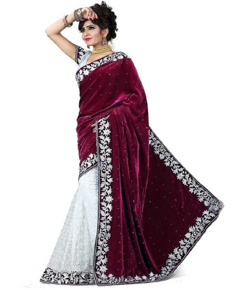     			Saadhvi Cotton Silk Solid Saree Without Blouse Piece - Maroon ( Pack of 1 )
