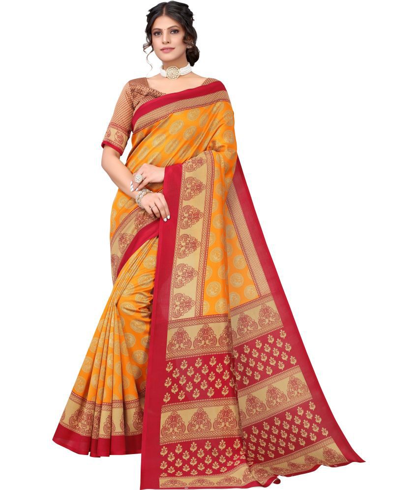     			Saadhvi Cotton Silk Solid Saree Without Blouse Piece - Mustard ( Pack of 1 )