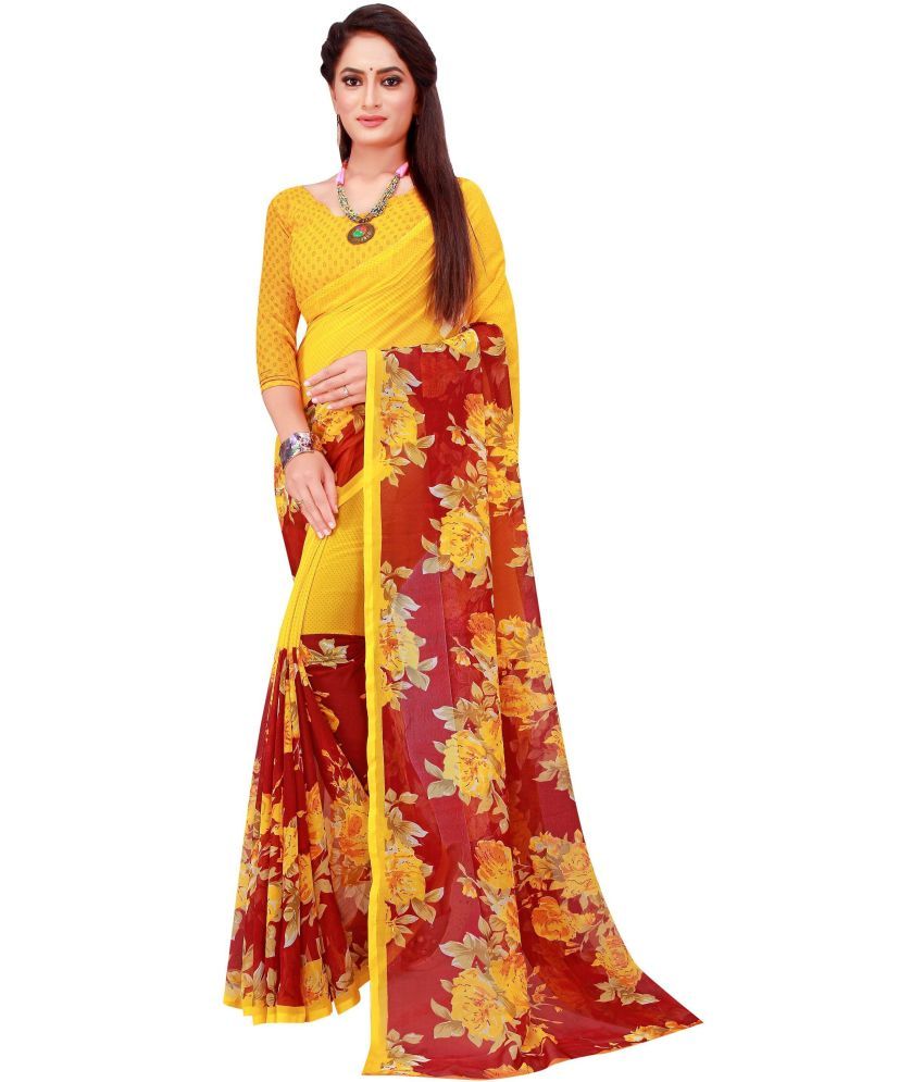     			Saadhvi Cotton Silk Solid Saree With Blouse Piece - Yellow ( Pack of 1 )