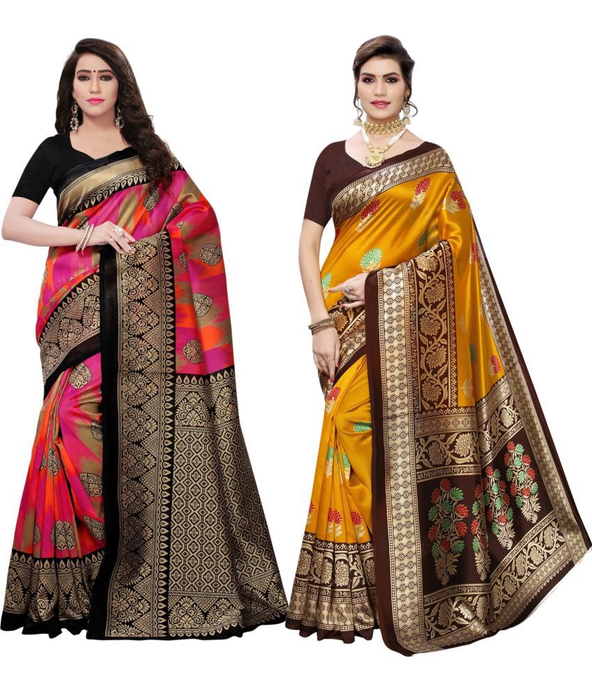     			Saadhvi Cotton Silk Solid Saree Without Blouse Piece - Multicolor ( Pack of 2 )