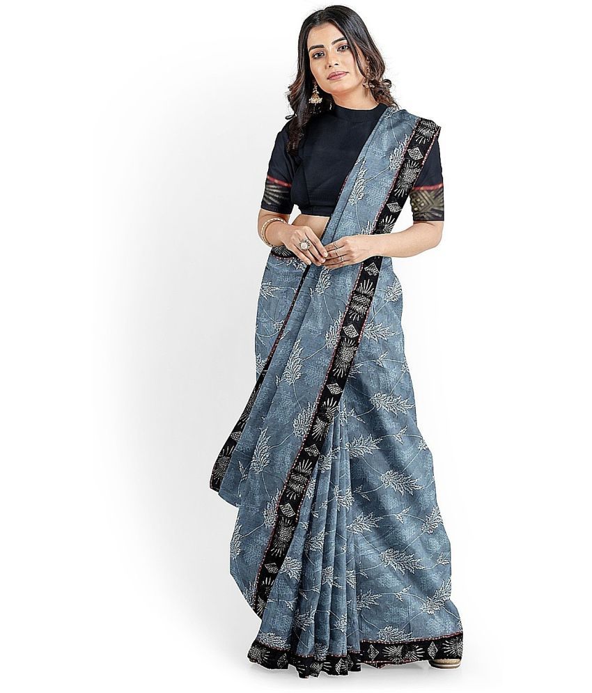     			Saadhvi Cotton Silk Solid Saree Without Blouse Piece - Blue ( Pack of 1 )