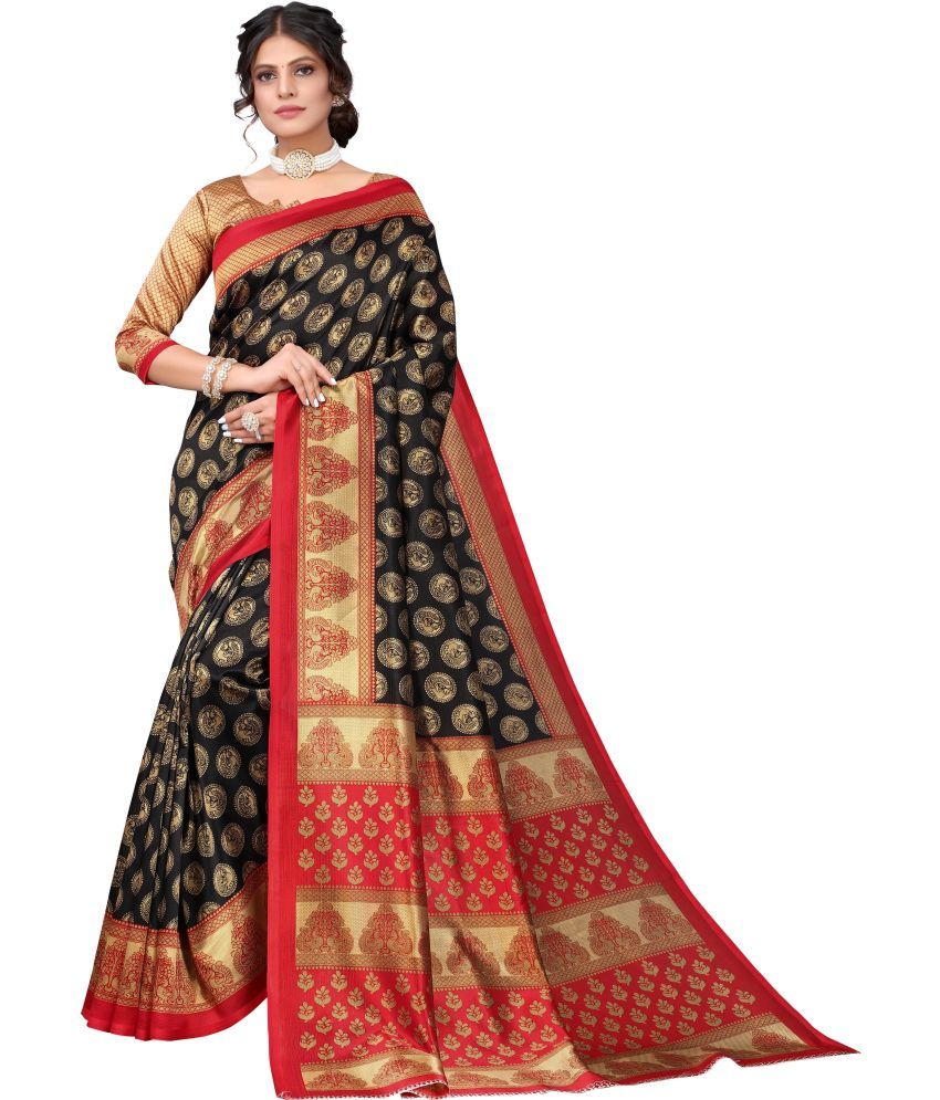     			Saadhvi Net Cut Outs Saree With Blouse Piece - Black ( Pack of 1 )