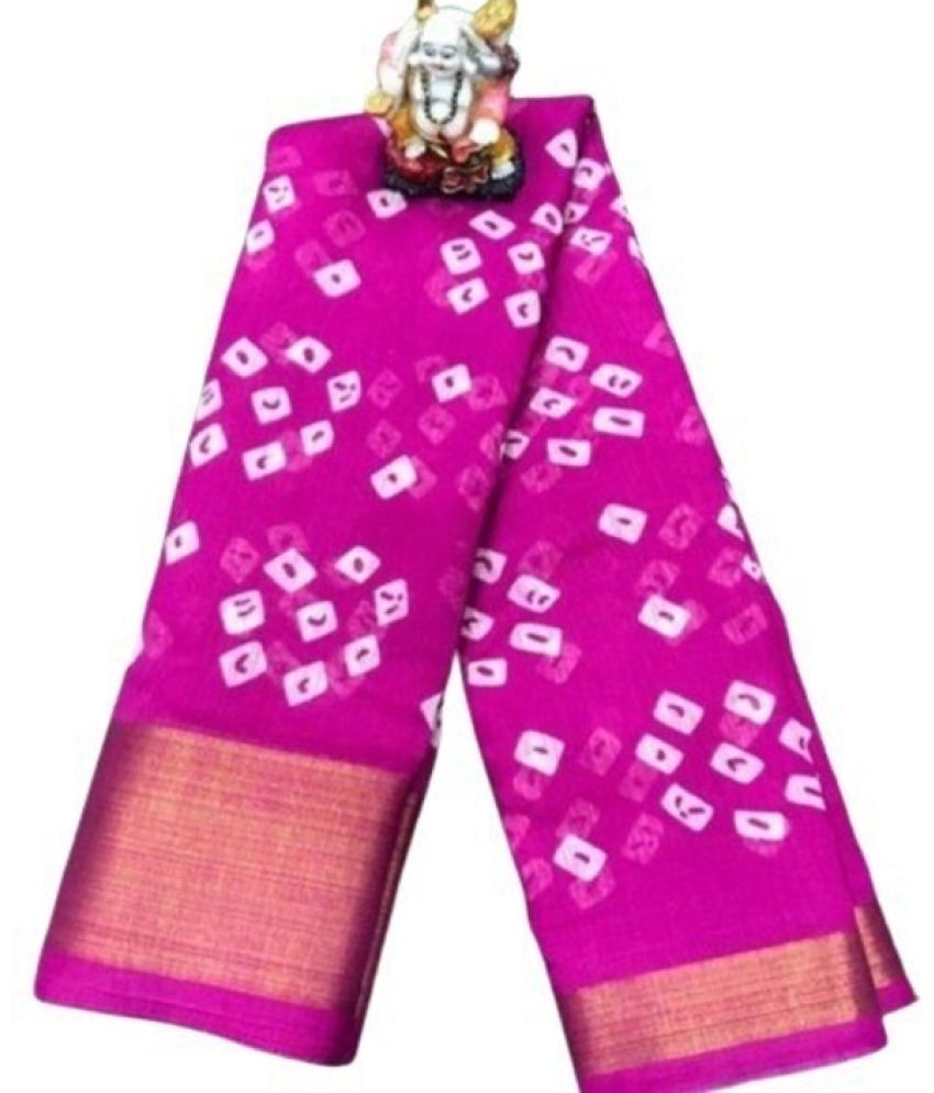     			Saadhvi Net Cut Outs Saree With Blouse Piece - Pink ( Pack of 1 )