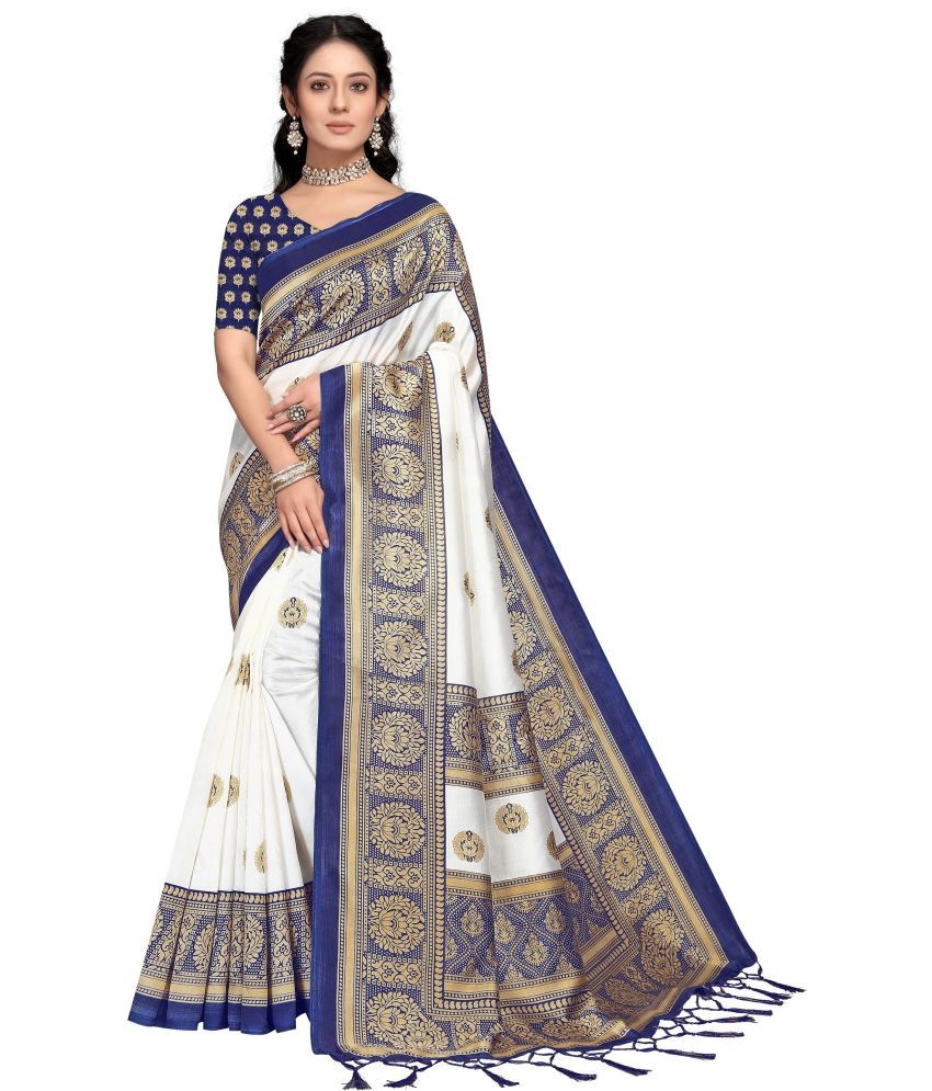     			Saadhvi Net Cut Outs Saree With Blouse Piece - Navy Blue ( Pack of 1 )