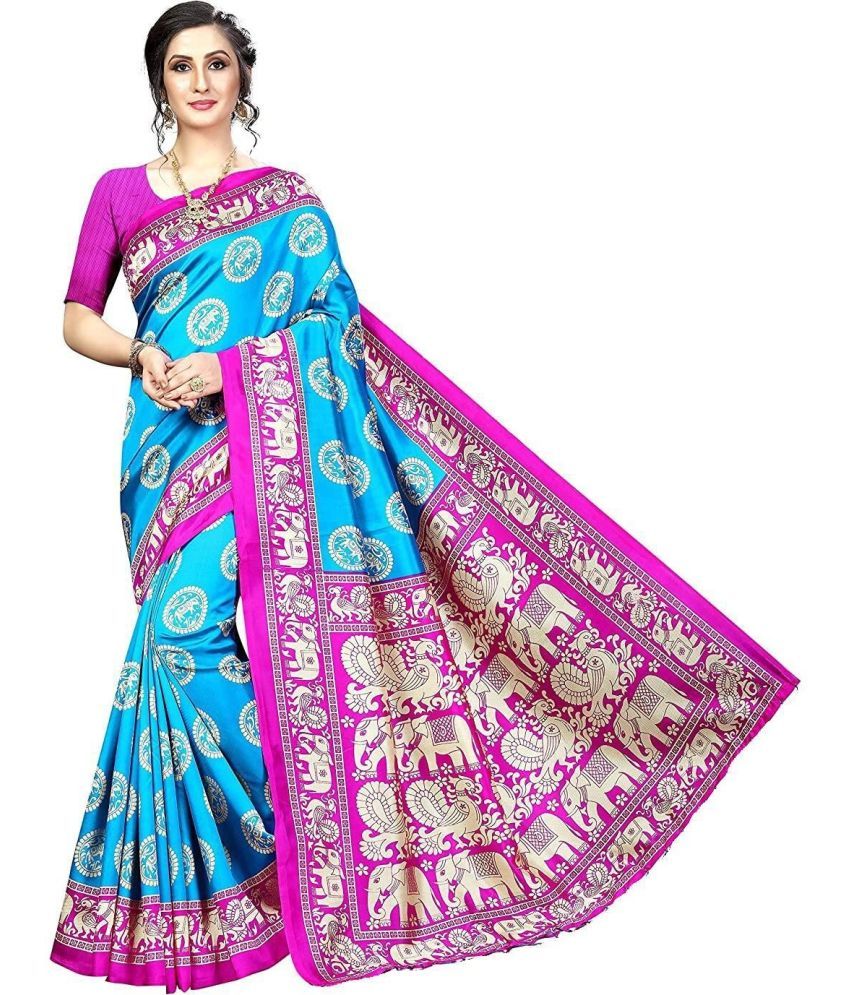     			Saadhvi Net Cut Outs Saree With Blouse Piece - Blue ( Pack of 1 )