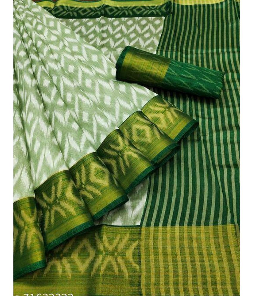     			Saadhvi Net Cut Outs Saree With Blouse Piece - Green ( Pack of 1 )