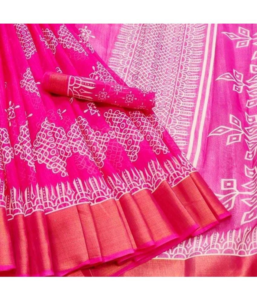     			Saadhvi Net Cut Outs Saree With Blouse Piece - Pink ( Pack of 1 )