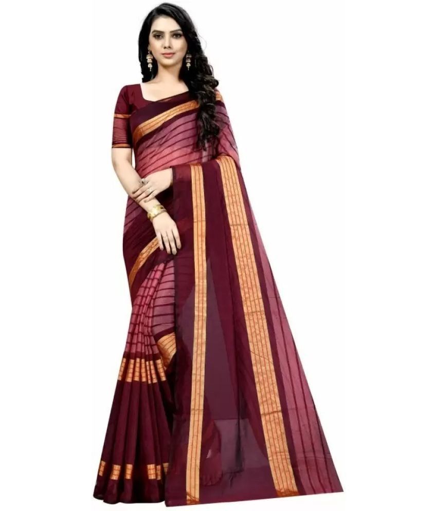     			Saadhvi Net Cut Outs Saree With Blouse Piece - Maroon ( Pack of 1 )