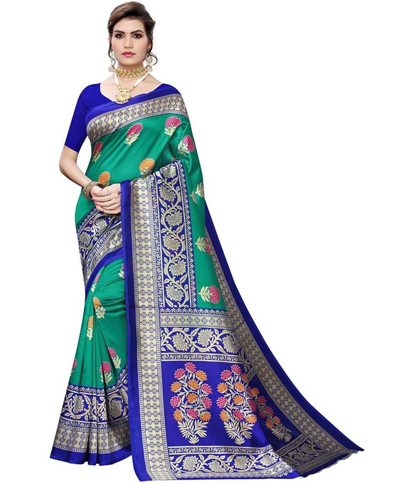     			Saadhvi Net Cut Outs Saree With Blouse Piece - Green ( Pack of 1 )