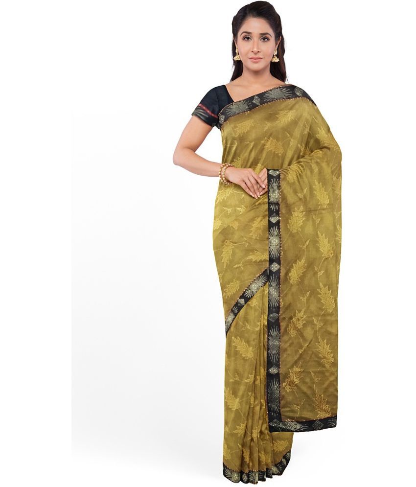     			Saadhvi Net Cut Outs Saree With Blouse Piece - Yellow ( Pack of 1 )