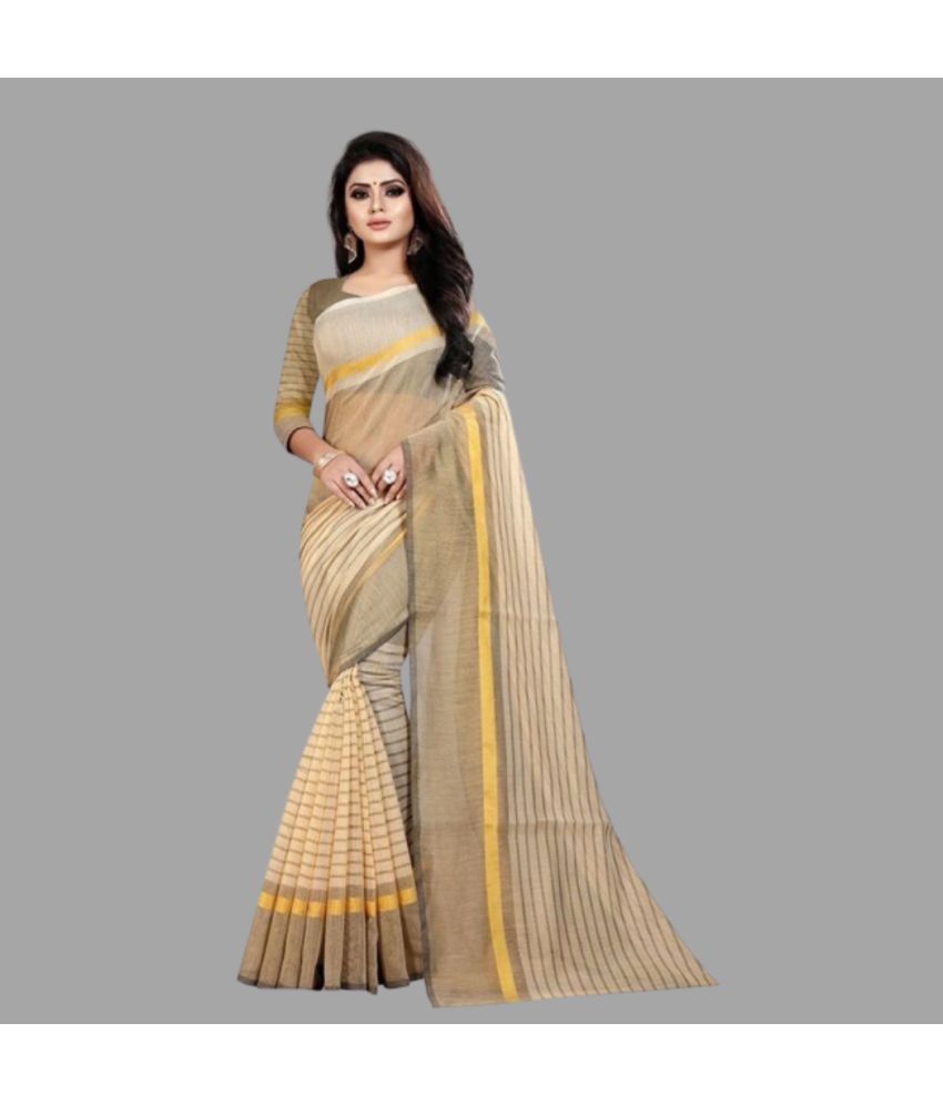     			Saadhvi Net Cut Outs Saree With Blouse Piece - Beige ( Pack of 1 )