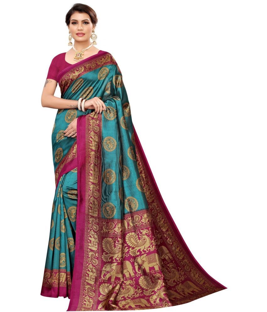     			Saadhvi Net Cut Outs Saree With Blouse Piece - Rama ( Pack of 1 )