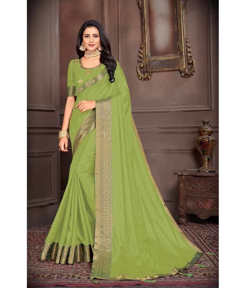     			Saadhvi Net Cut Outs Saree With Blouse Piece - Light Green ( Pack of 1 )