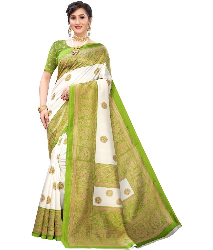     			Saadhvi Net Cut Outs Saree With Blouse Piece - Green ( Pack of 1 )