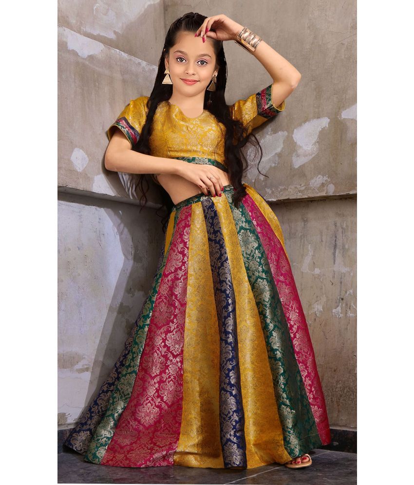     			Trijal Fab Multicolor Jacquard Girls Lehenga Choli Set ( Pack of 1 )