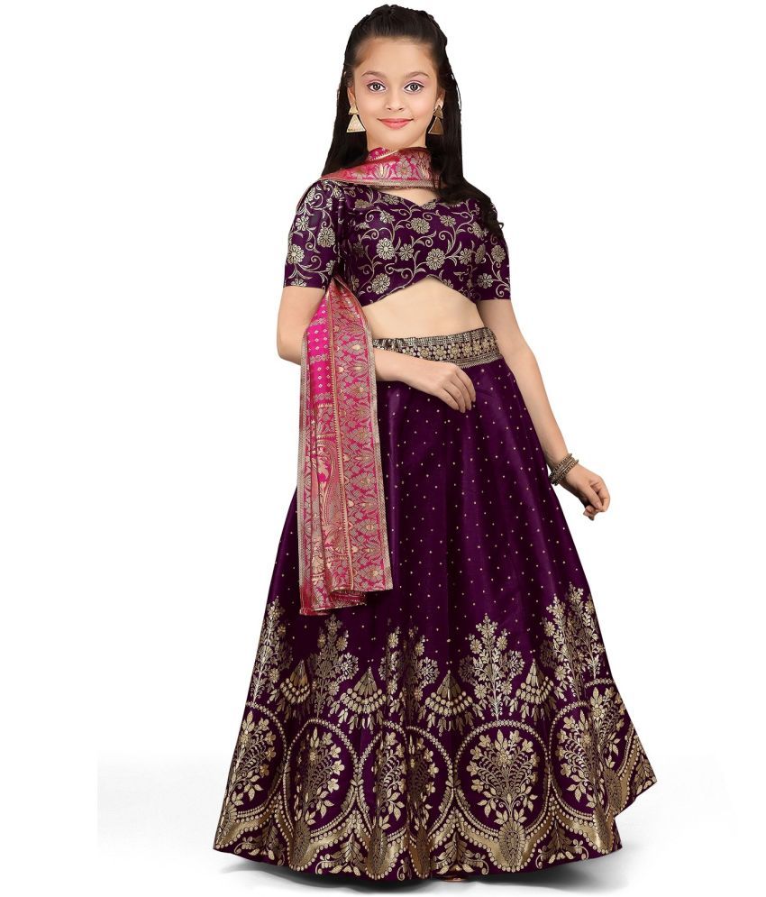     			Trijal Fab Purple Jacquard Girls Lehenga Choli Set ( Pack of 1 )