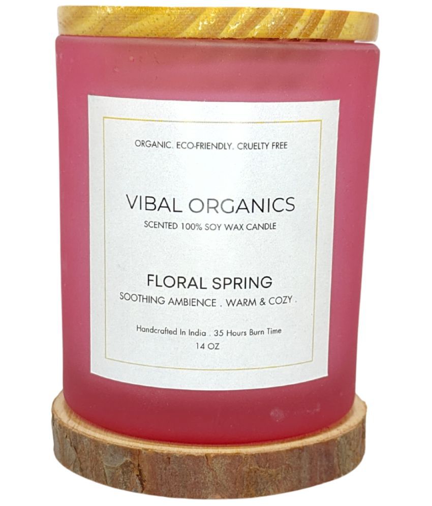     			Vibal Organics Pink Jar Candle 10 cm ( Pack of 1 )