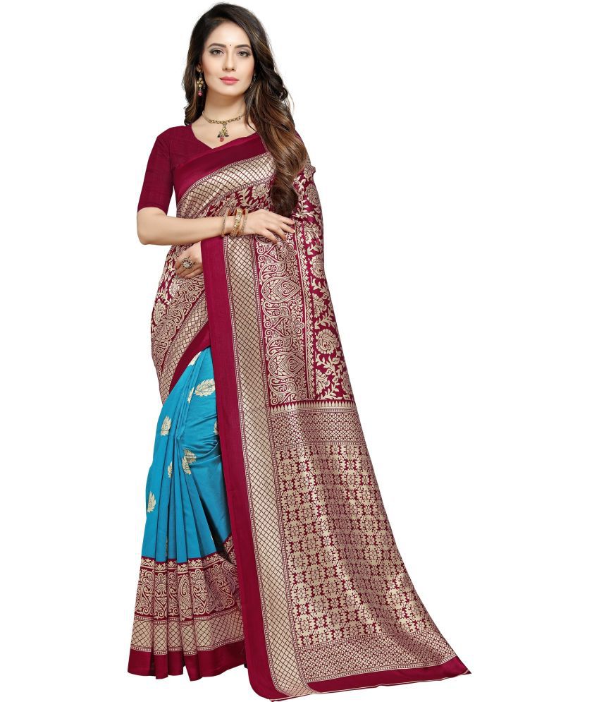     			Vkaran Cotton Silk Solid Saree Without Blouse Piece - Multicolor ( Pack of 1 )