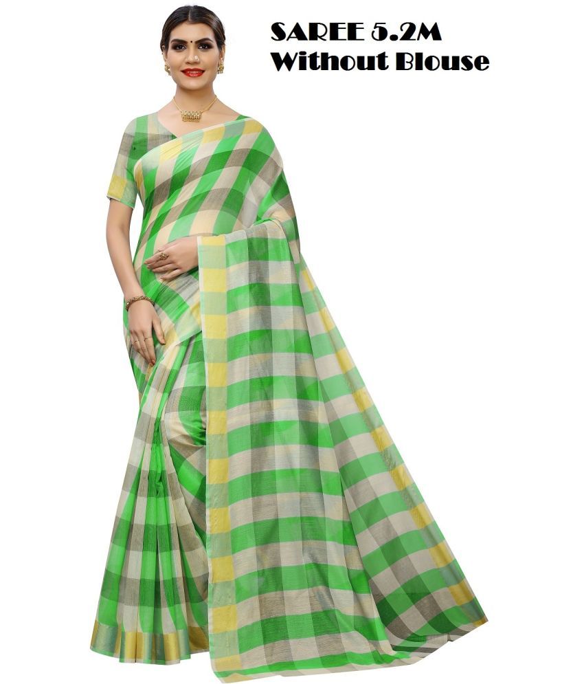     			Vkaran Cotton Silk Solid Saree With Blouse Piece - Green ( Pack of 1 )