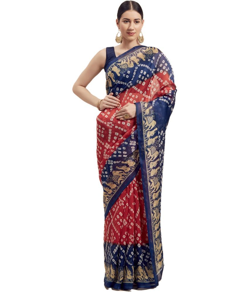     			Vkaran Net Cut Outs Saree With Blouse Piece - Multicolor ( Pack of 1 )