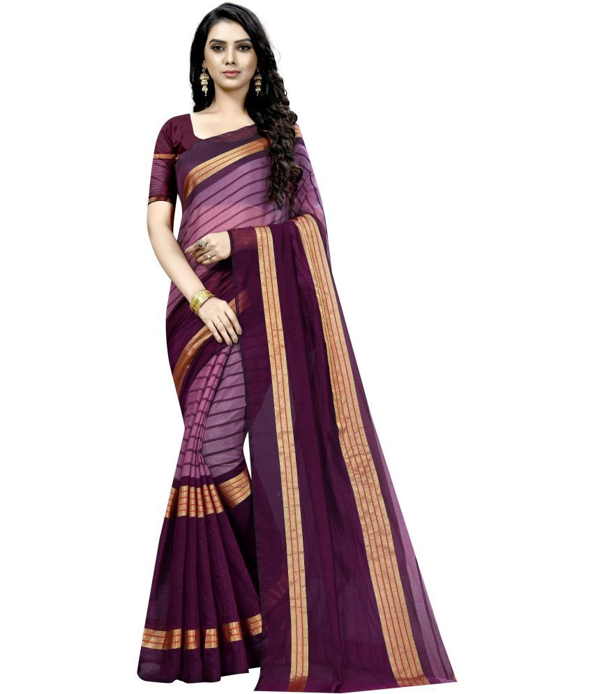     			Vkaran Net Cut Outs Saree With Blouse Piece - Wine ( Pack of 1 )