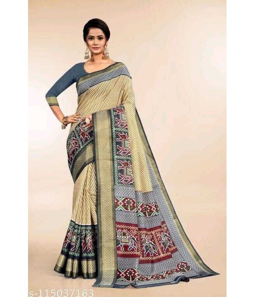     			Vkaran Net Cut Outs Saree With Blouse Piece - Grey ( Pack of 1 )